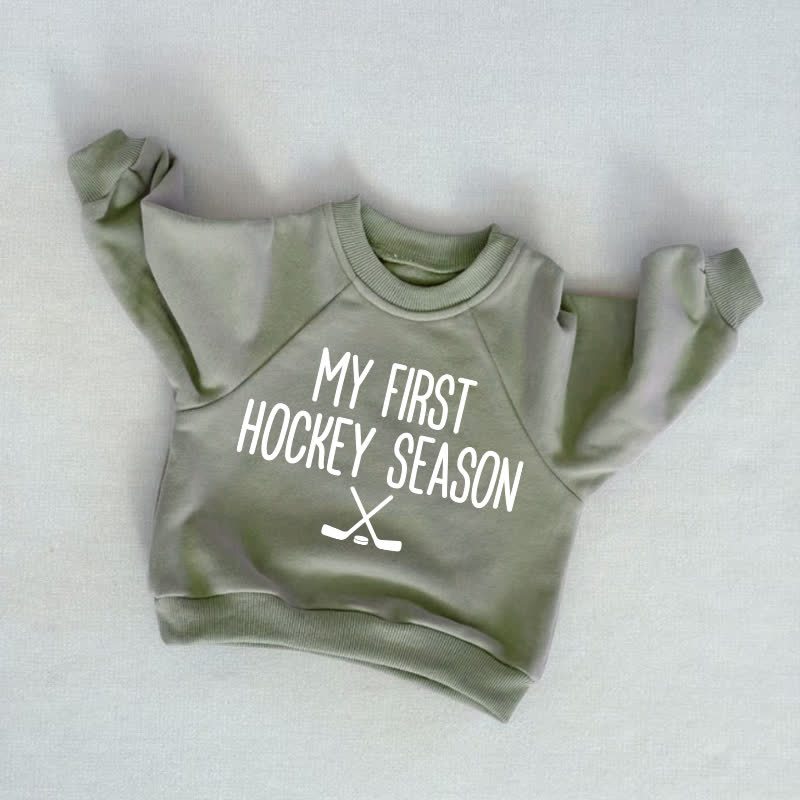 MY FIRST HOCKEY SEASON Baby Toddler Grey Green Sweatshirt - Grey Green - 3-5T - image 1