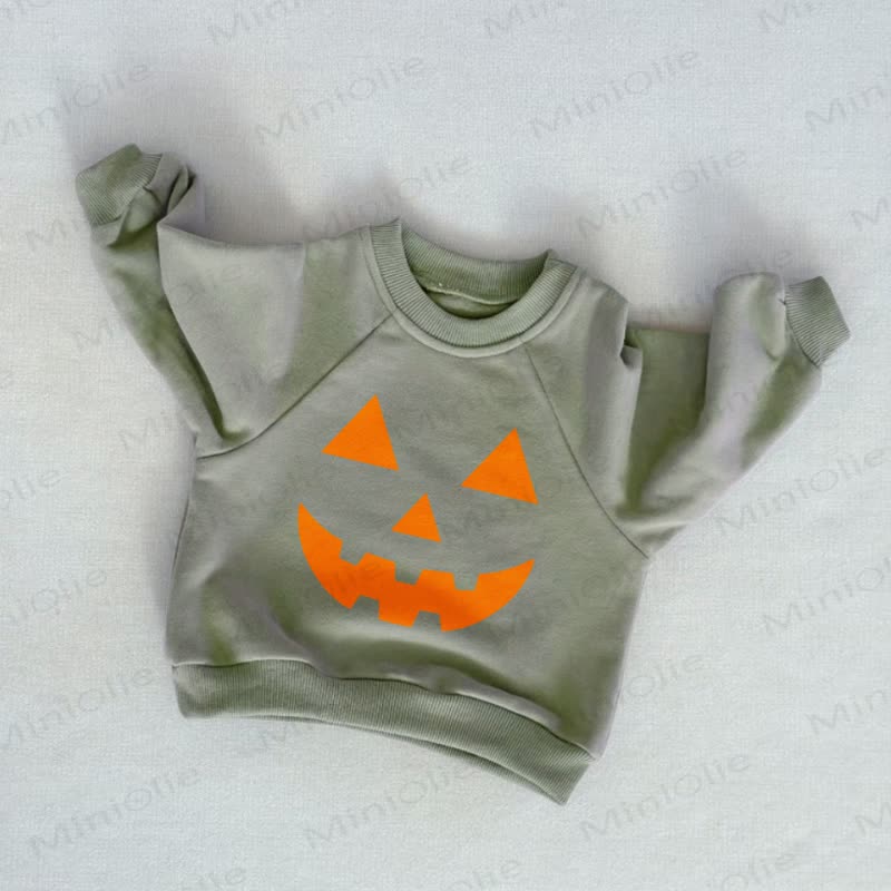 Baby Toddler Halloween Funny Face Grey Green Sweatshirt - Grey Green - 3-5T - image 1