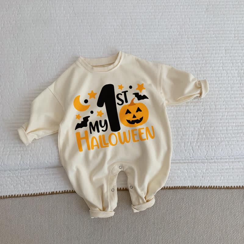 MY 1ST HALLOWEEN Baby Pumpkin Beige Romper - Beige - 2-3T - image 1