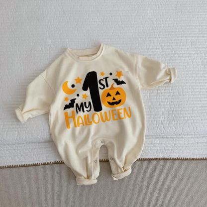 MY 1ST HALLOWEEN Baby Pumpkin Beige Romper - Beige - 2-3T - image 1