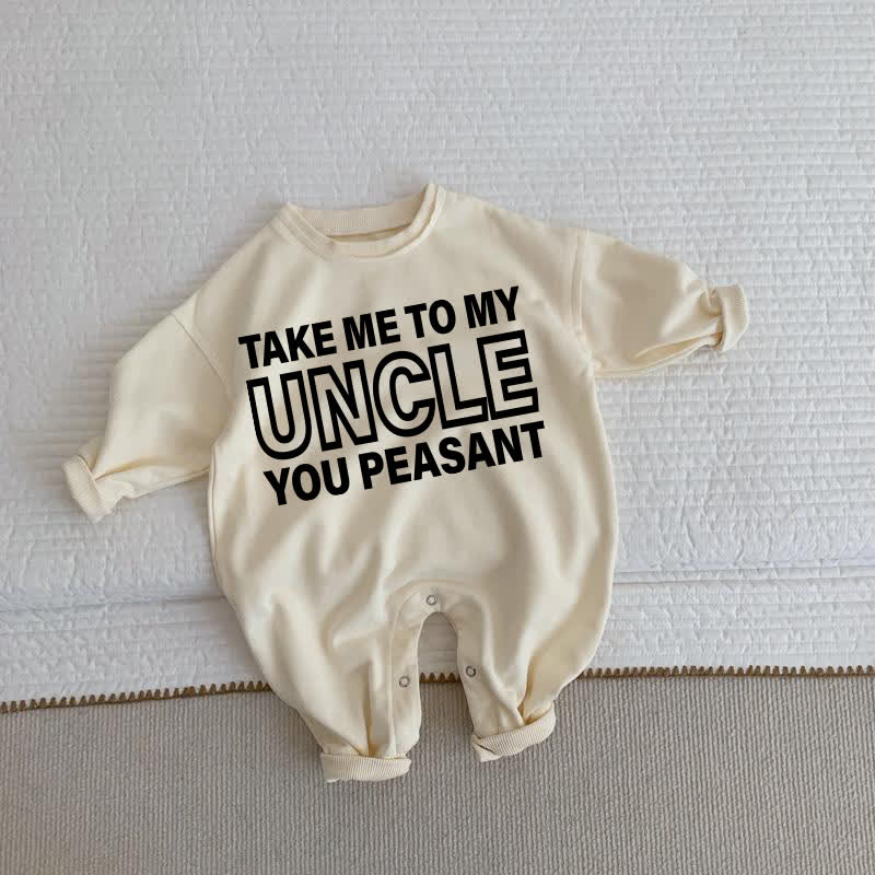 TAKE ME TO MY UNCLE/AUNT YOU PEASANT Baby Beige Romper - Beige: UNCLE - 2-3T - image 1