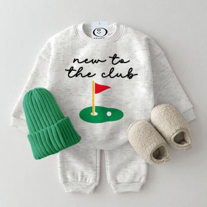 NEW TO THE CLUB Baby Golf Light Grey Sweatshirt 2-piece Set - Light Grey - 2-3T - image 1