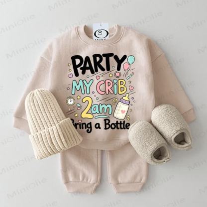 PARTY MY CRIB 2AM BRING A BOTTLE Baby 2-piece Beige Set - Beige - 2-3T - image 1