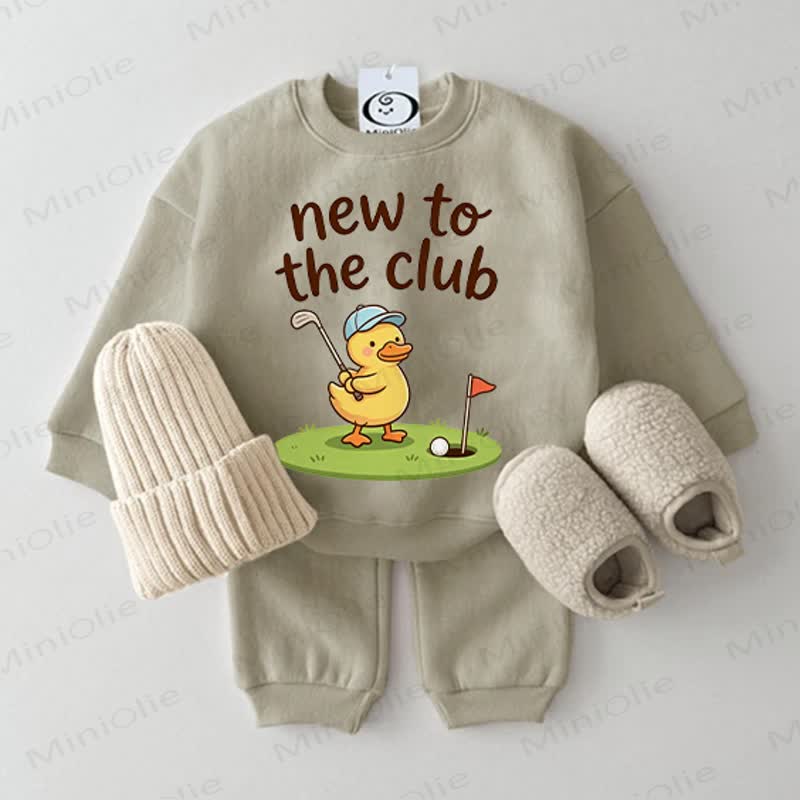 NEW TO THE CLUB Baby Sweatshirt 2-piece Grey Green Set - Grey Green - 2-3T - image 1