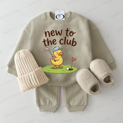 NEW TO THE CLUB Baby Sweatshirt 2-piece Grey Green Set - Grey Green - 2-3T - image 1