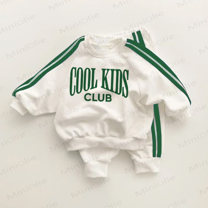 COOL KIDS CLUB Baby Toddler Tracksuit 2-piece Set - White&Green - 3-5T - image 1