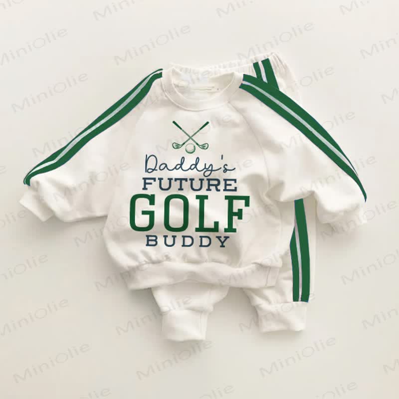 DADDY'S FUTURE GOLF BUDDY Baby Toddler Green Striped 2-piece Set - White&Green - 3-5T - image 1