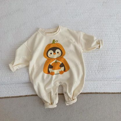 Baby Pumpkin Penguin Beige Romper - Beige - 2-3T - image 1