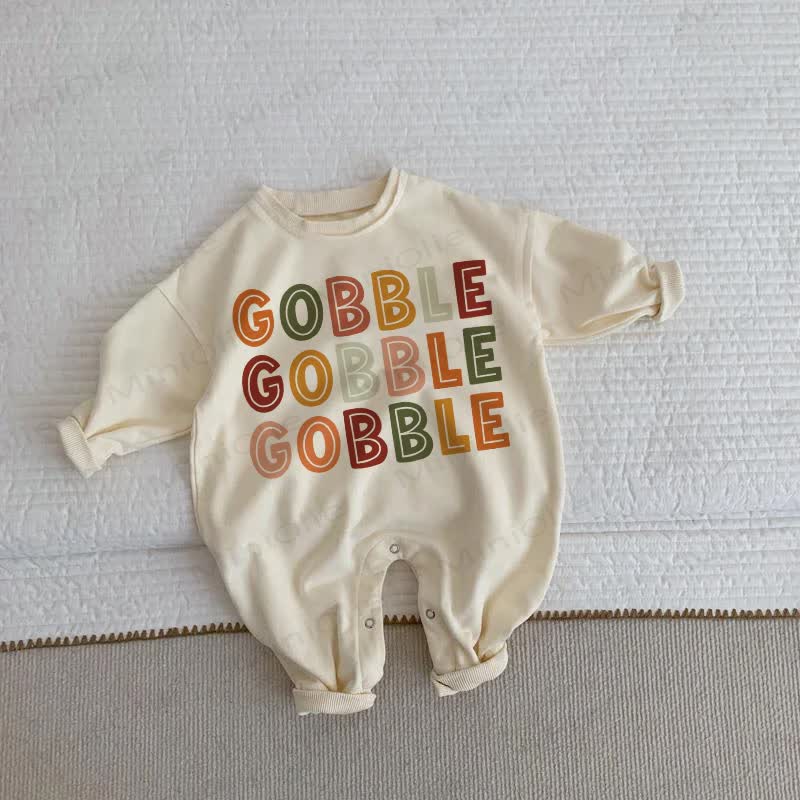 GOBBLE GOBBLE GOBBLE Baby Beige Romper - Beige - 2-3T - image 1