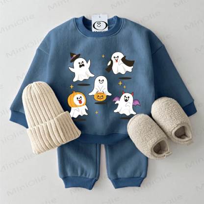 Baby Cartoon Ghost Sweatshirt 2-piece Blue Set - Blue - 2-3T - image 1