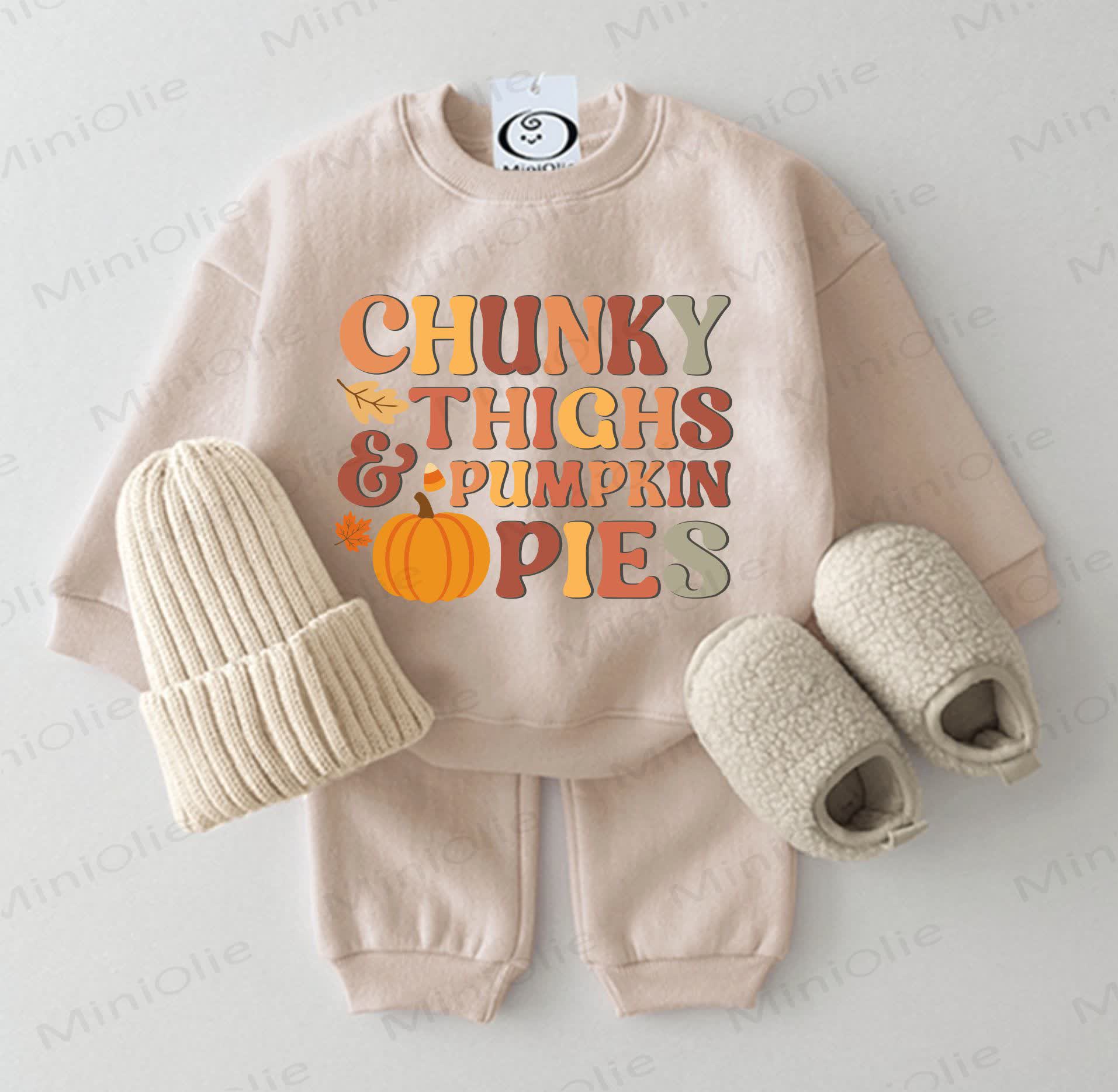 CHUNKY THIGHS & PUMPKIN PIES Baby 2-piece Beige Set - Beige - 2-3T - image 1