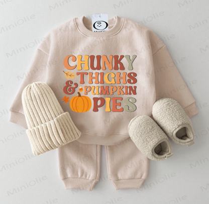 CHUNKY THIGHS & PUMPKIN PIES Baby 2-piece Beige Set - Beige - 2-3T - image 1