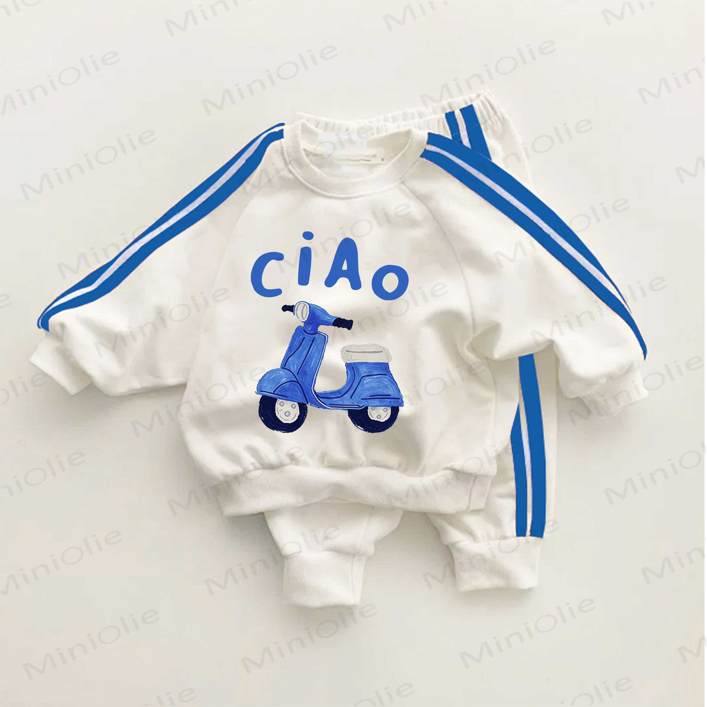 CIAO Blue Striped 2-piece Set - White&Blue - 3-5T - image 1