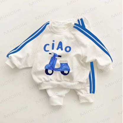 CIAO Blue Striped 2-piece Set - White&Blue - 3-5T - image 1