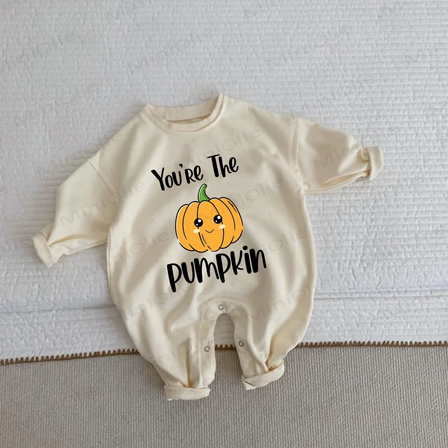YOU'RE THE PUMPKIN Baby Beige Romper - Beige - 2-3T - image 1