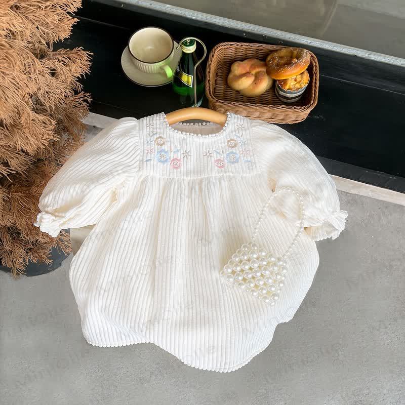 Baby Floral Embroidered Puff Sleeve Dress - image 5