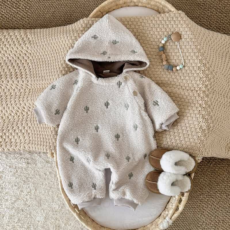 Baby Hooded Cactus Print Romper - image 3