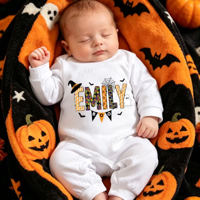 Baby Halloween Soft White Romper - White Slogan - 12-18M - image 5