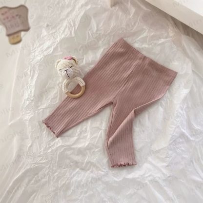 Baby Soft Ribbed Ruffle Hem Leggings - Coffee - 3-4T - image 5