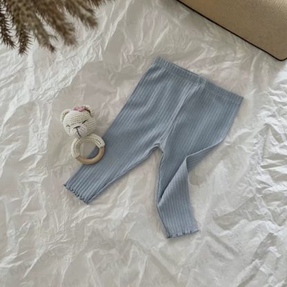 Baby Soft Ribbed Ruffle Hem Leggings - Blue - 3-4T - image 2