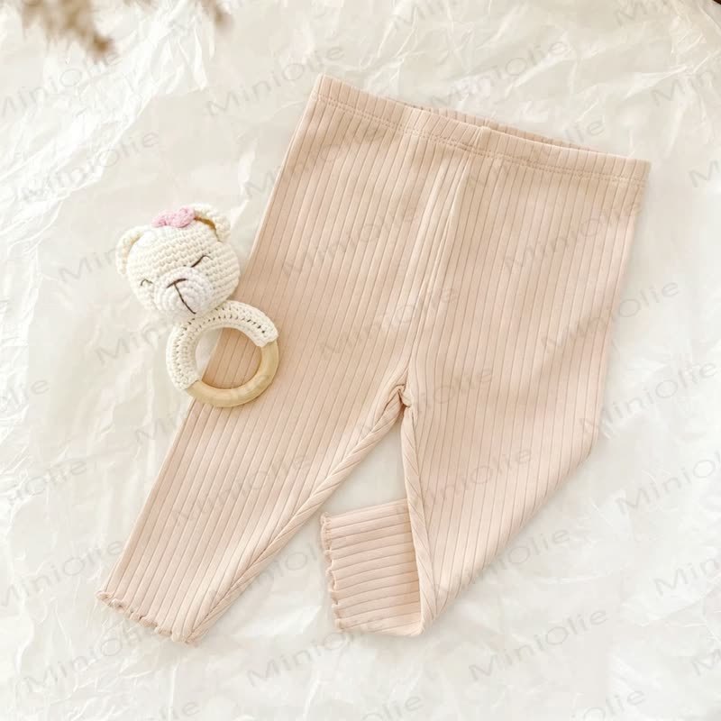 Baby Soft Ribbed Ruffle Hem Leggings - Beige - 3-4T - image 6