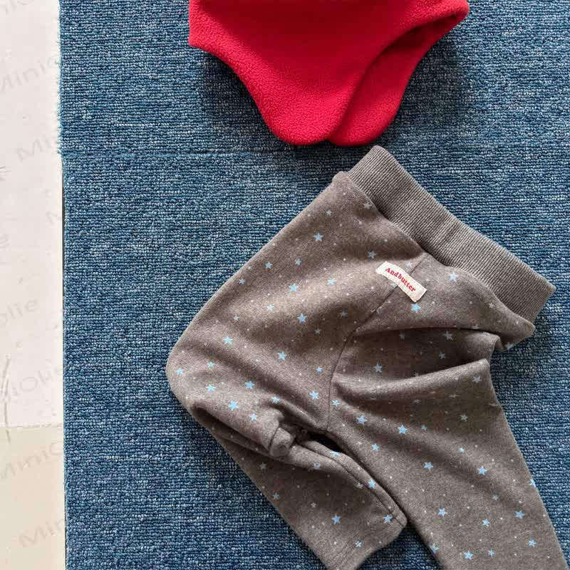 ANDBUTTER Toddler Soft Cotton Star Print Leggings - Gray - 6-7T - image 10