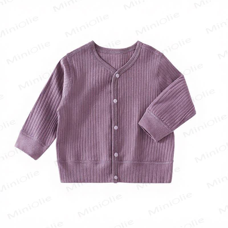 Baby Soft Ribbed Button Cardigan Sweater - Purple - 3-4T - image 3