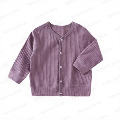 Baby Soft Ribbed Button Cardigan Sweater - Purple - 3-4T - image 3
