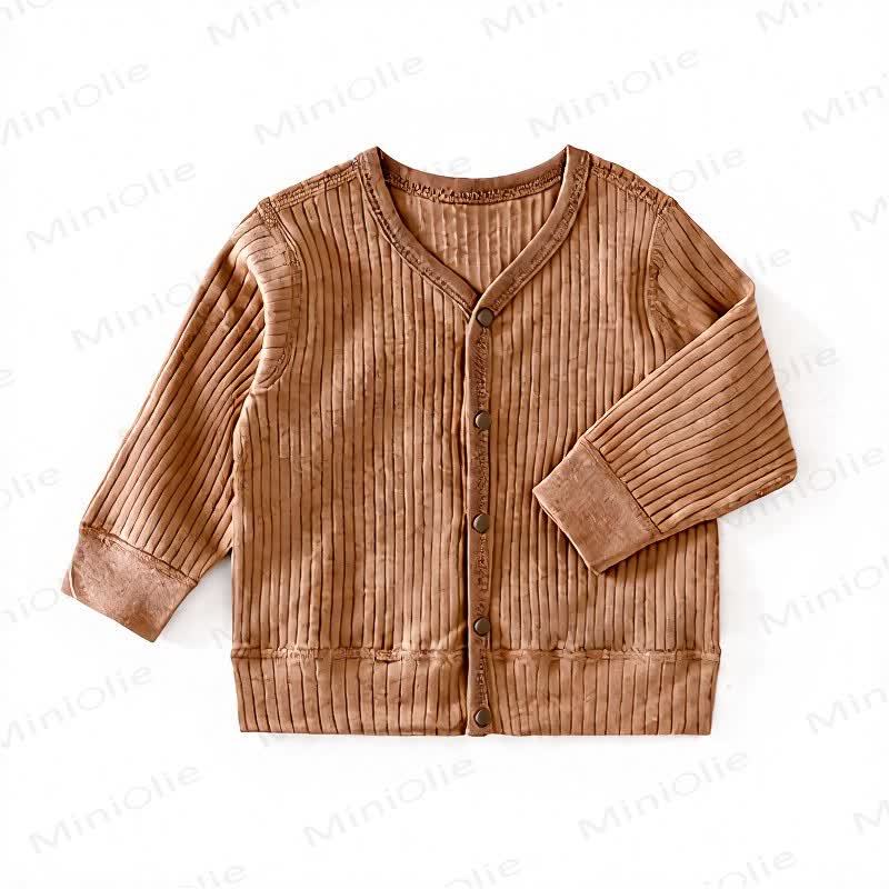 Baby Soft Ribbed Button Cardigan Sweater - Brown - 3-4T - image 9
