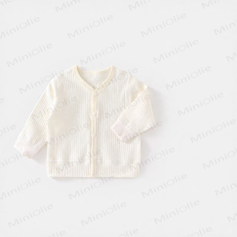 Baby Soft Ribbed Button Cardigan Sweater - Beige - 3-4T - image 6