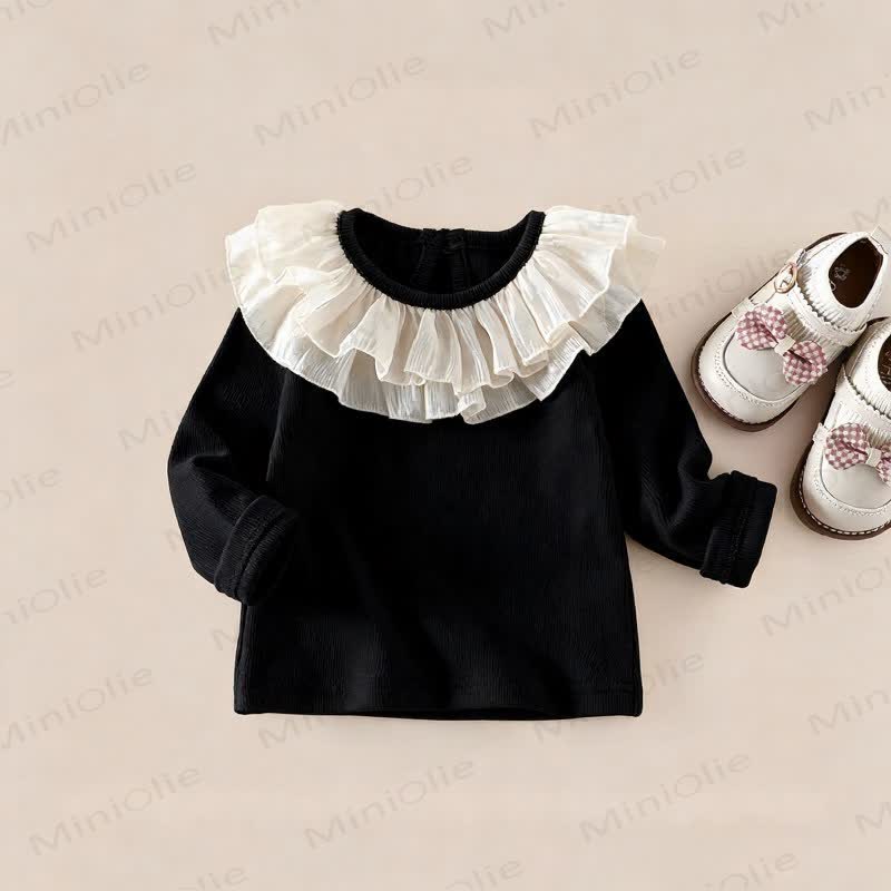 Baby Ruffle Collar Rib Knit Top - Black - 4-5T - image 7
