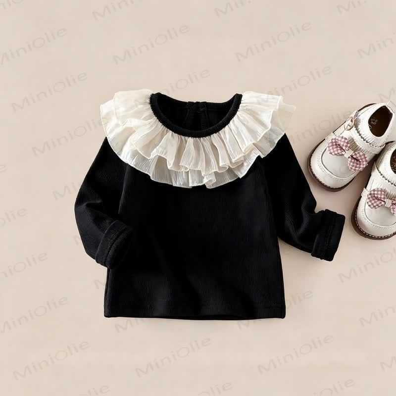 Baby Ruffle Collar Rib Knit Top - Black - 4-5T - image 7