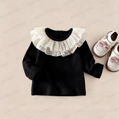 Baby Ruffle Collar Rib Knit Top - Black - 4-5T - image 7