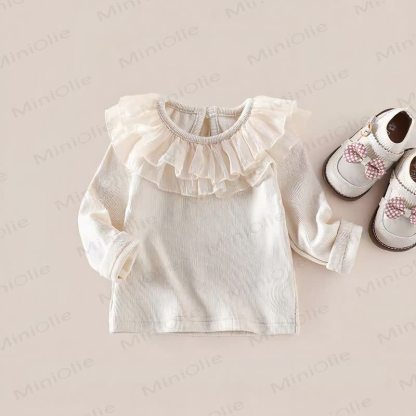 Baby Ruffle Collar Rib Knit Top - Beige - 4-5T - image 3