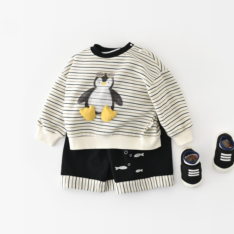 Baby Toddler Penguin Striped Sweatshirt or Fish Pants - image 1