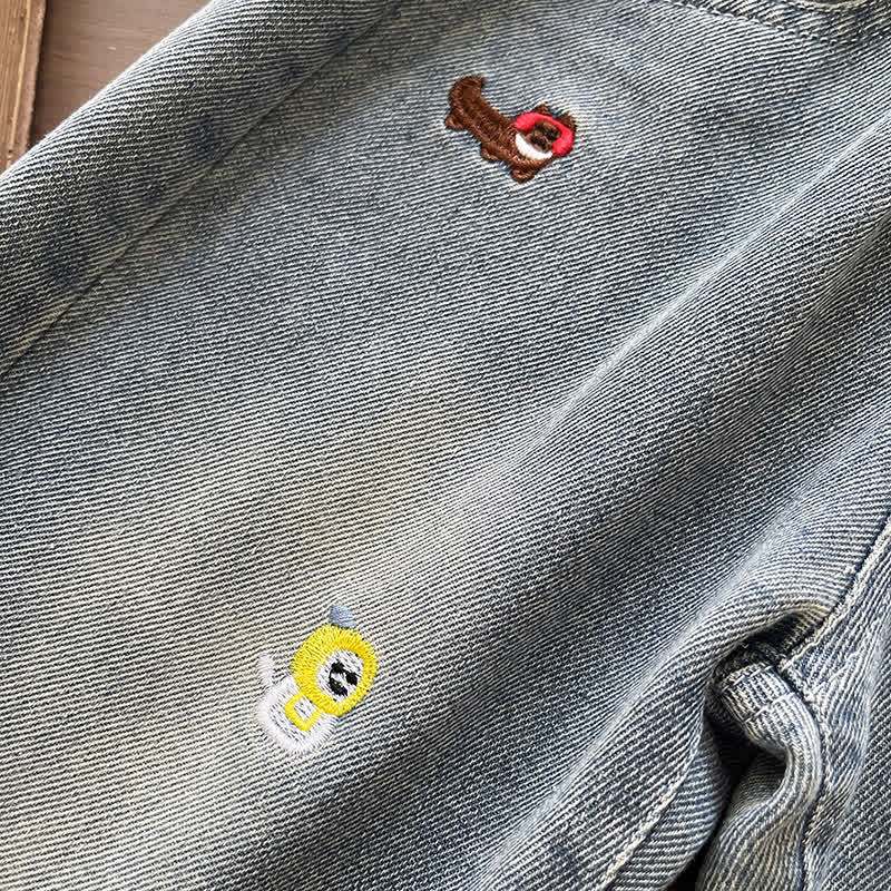 Toddler Baby Puppy Embroidered Washed Denim Pants - image 8
