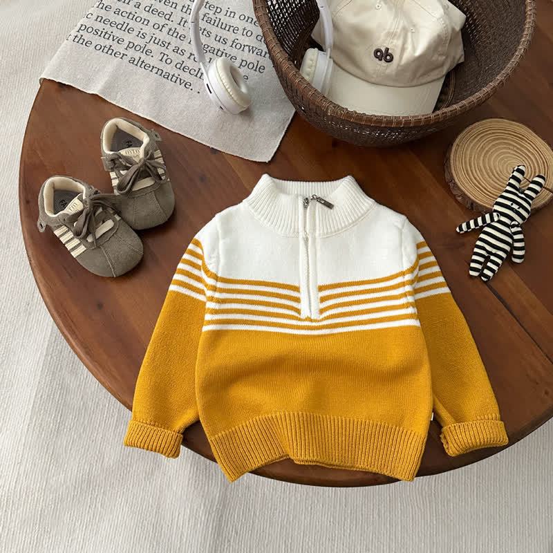 Baby Toddler Colorblock Half Zip Sweater or Denim Pants - Yellow - 4-5T - image 3