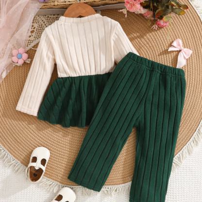 Baby Toddler Bow Long Sleeve Dress and Pants 2-piece Set - image 3