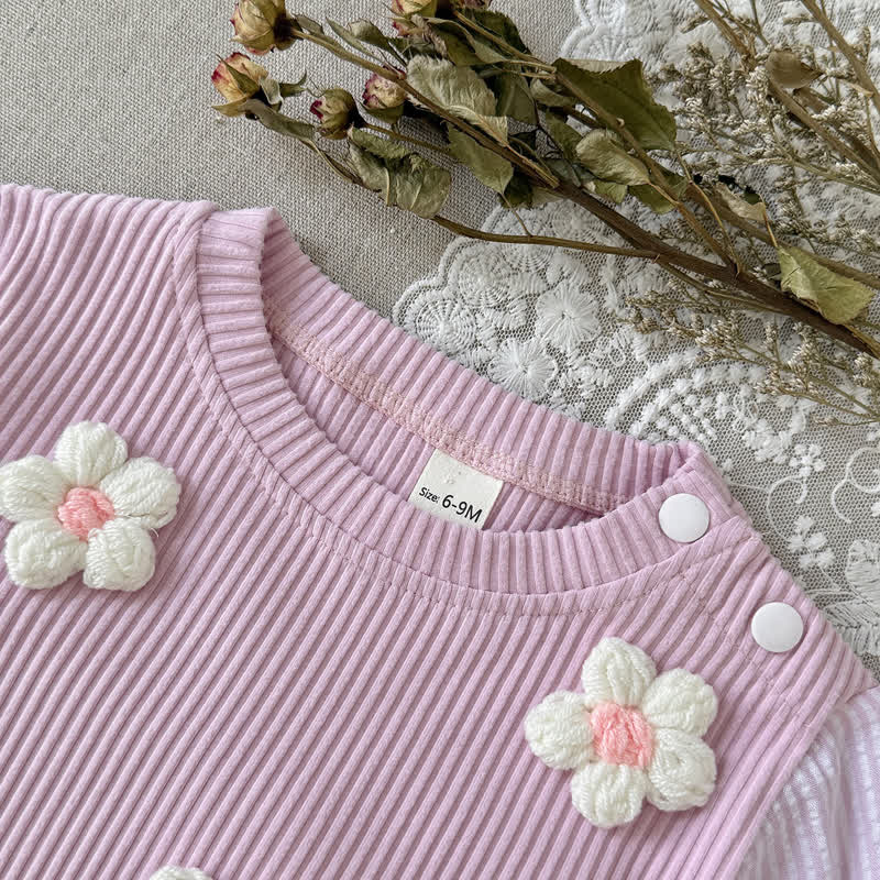 Baby Pink Floral Long Sleeve Peplum and Flared Pants 2-piece Set - image 3