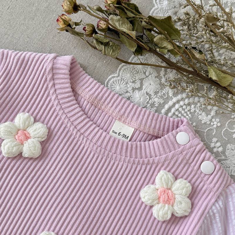 Baby Pink Floral Long Sleeve Peplum and Flared Pants 2-piece Set - image 3