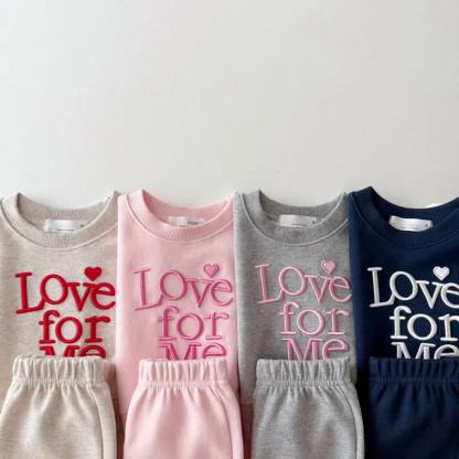 LOVE FOR ME Toddler Girl Cozy Sweatshirt and Flared Pants 2-piece Set - image 5