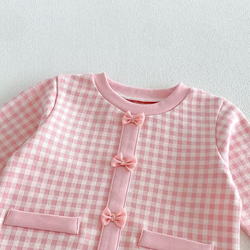 Toddler Baby Girl Gingham Bow Detail Top and Flared Pants 2-piece Set - image 5