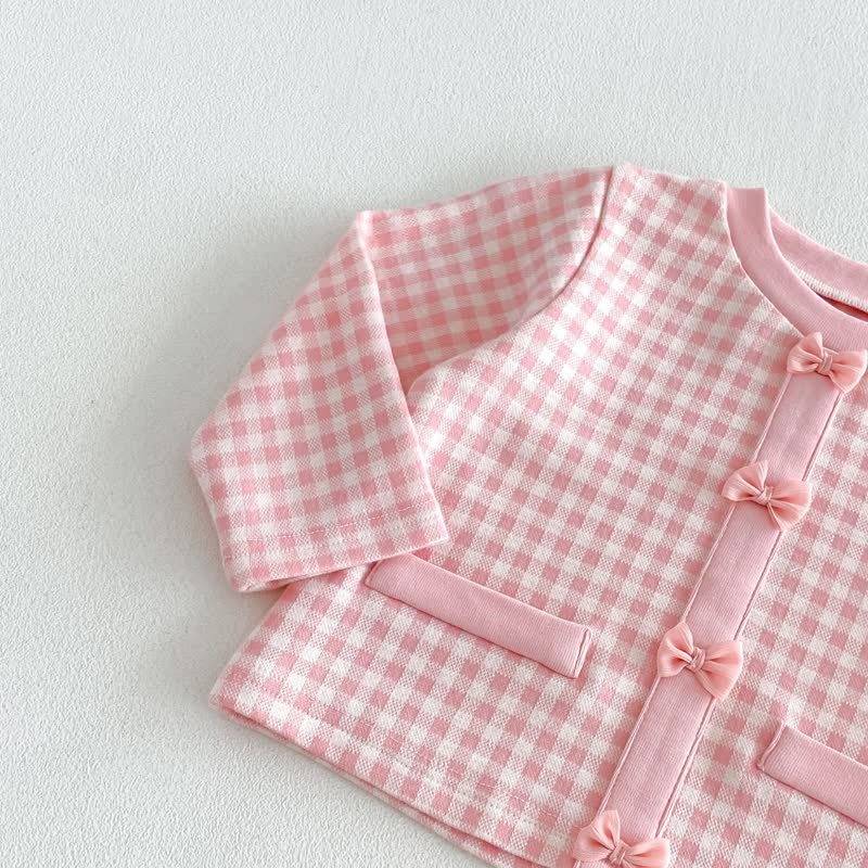 Toddler Baby Girl Gingham Bow Detail Top and Flared Pants 2-piece Set - image 6