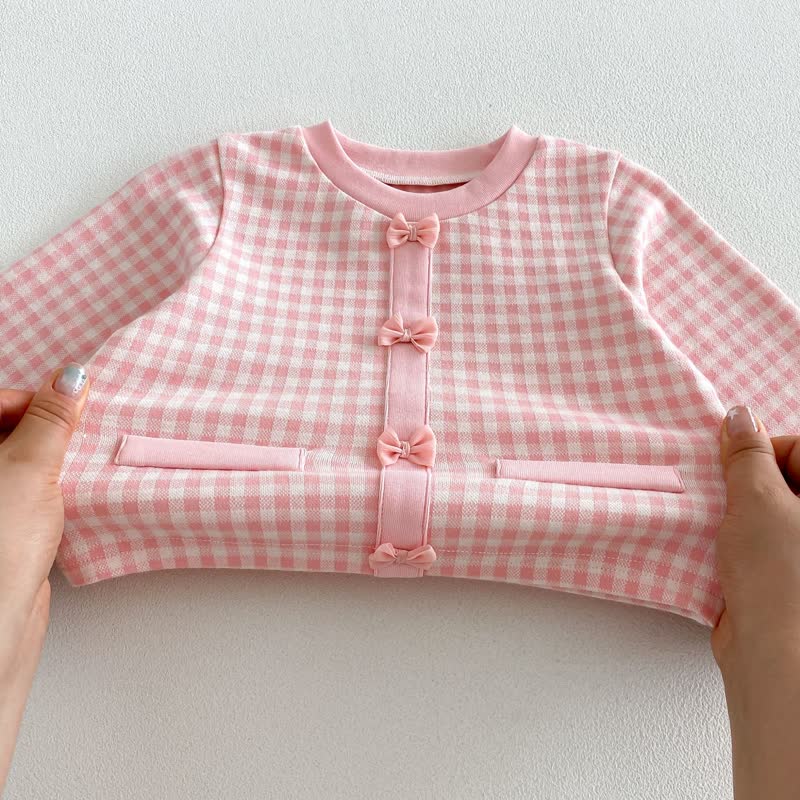 Toddler Baby Girl Gingham Bow Detail Top and Flared Pants 2-piece Set - image 7
