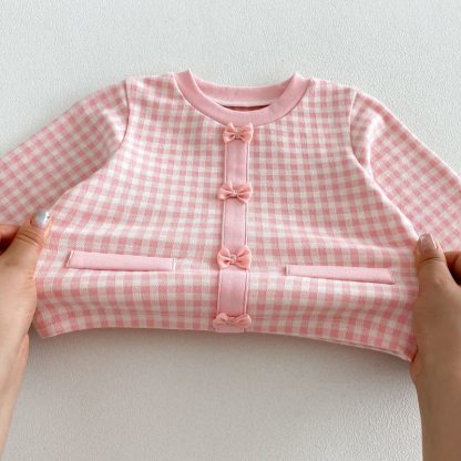 Toddler Baby Girl Gingham Bow Detail Top and Flared Pants 2-piece Set - image 7