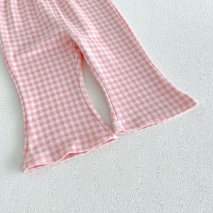 Toddler Baby Girl Gingham Bow Detail Top and Flared Pants 2-piece Set - image 9