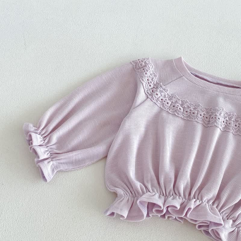Toddler Baby Solid Color Ruffle Hem Top and Flared Pants 2-piece Set - image 6