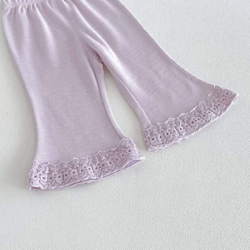 Toddler Baby Solid Color Ruffle Hem Top and Flared Pants 2-piece Set - image 10