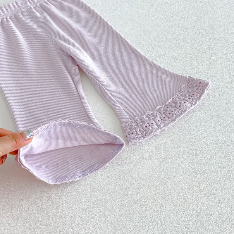 Toddler Baby Solid Color Ruffle Hem Top and Flared Pants 2-piece Set - image 11