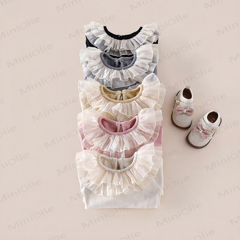 Baby Ruffle Collar Rib Knit Top - image 2